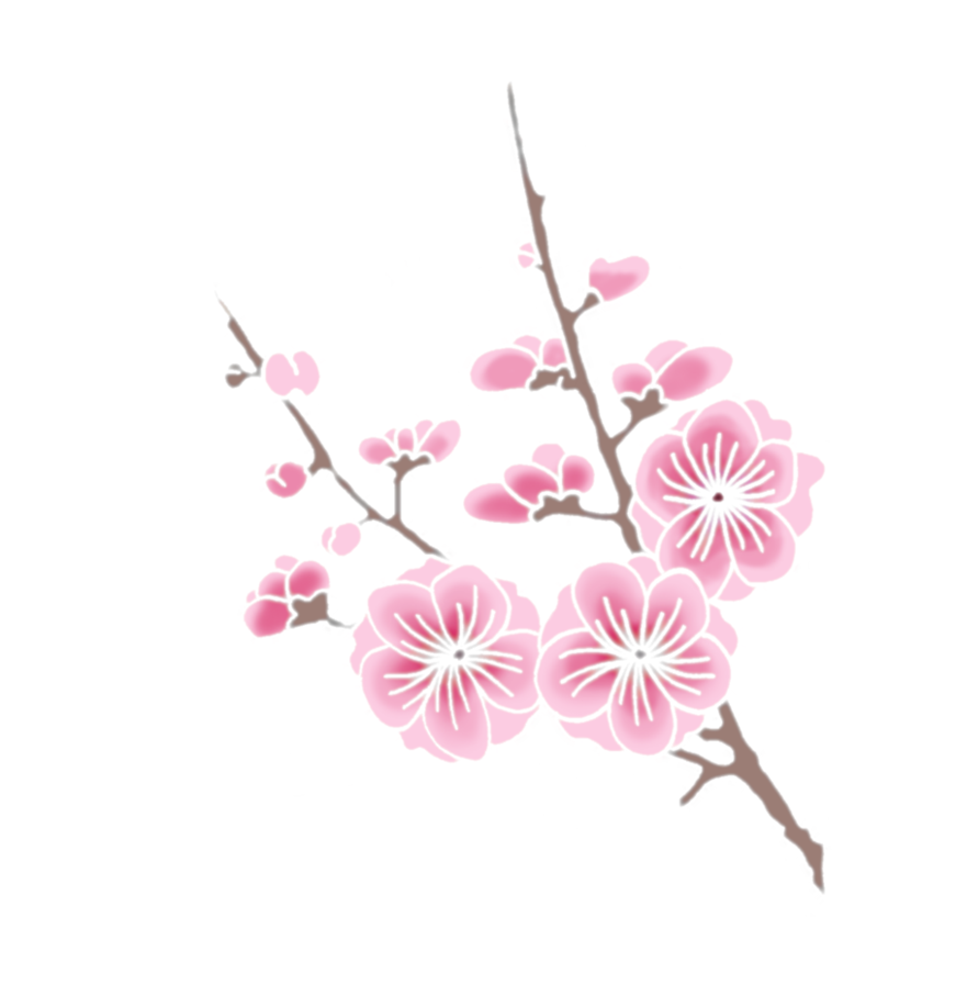 Cherry Blossom Png Clipart (black, white)