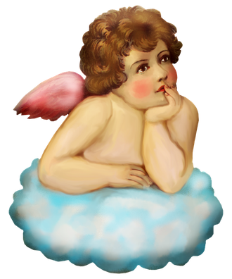 Cherub Angel Png Photo (black, pink, silver, salmon)