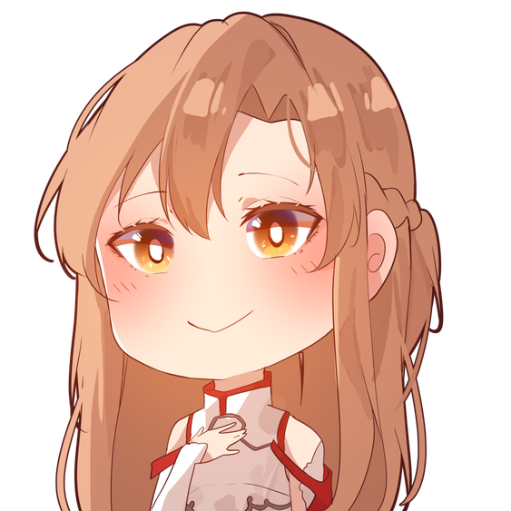 Chibi Asuna Transparent Background (salmon, black, pink, beige)