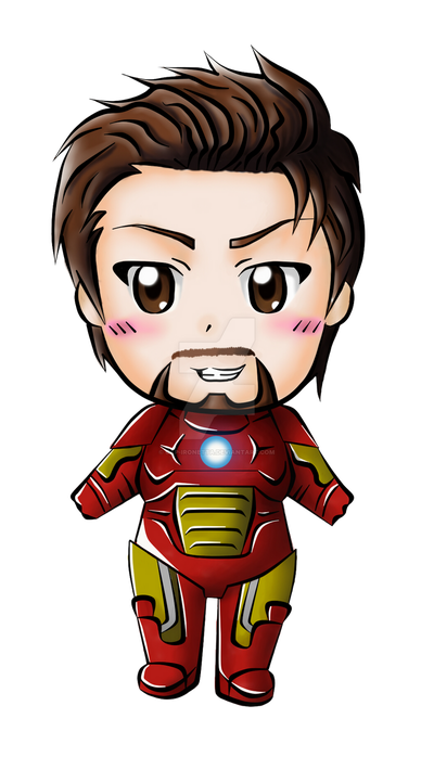 Chibi Iron Man Transparent Background (black, beige)