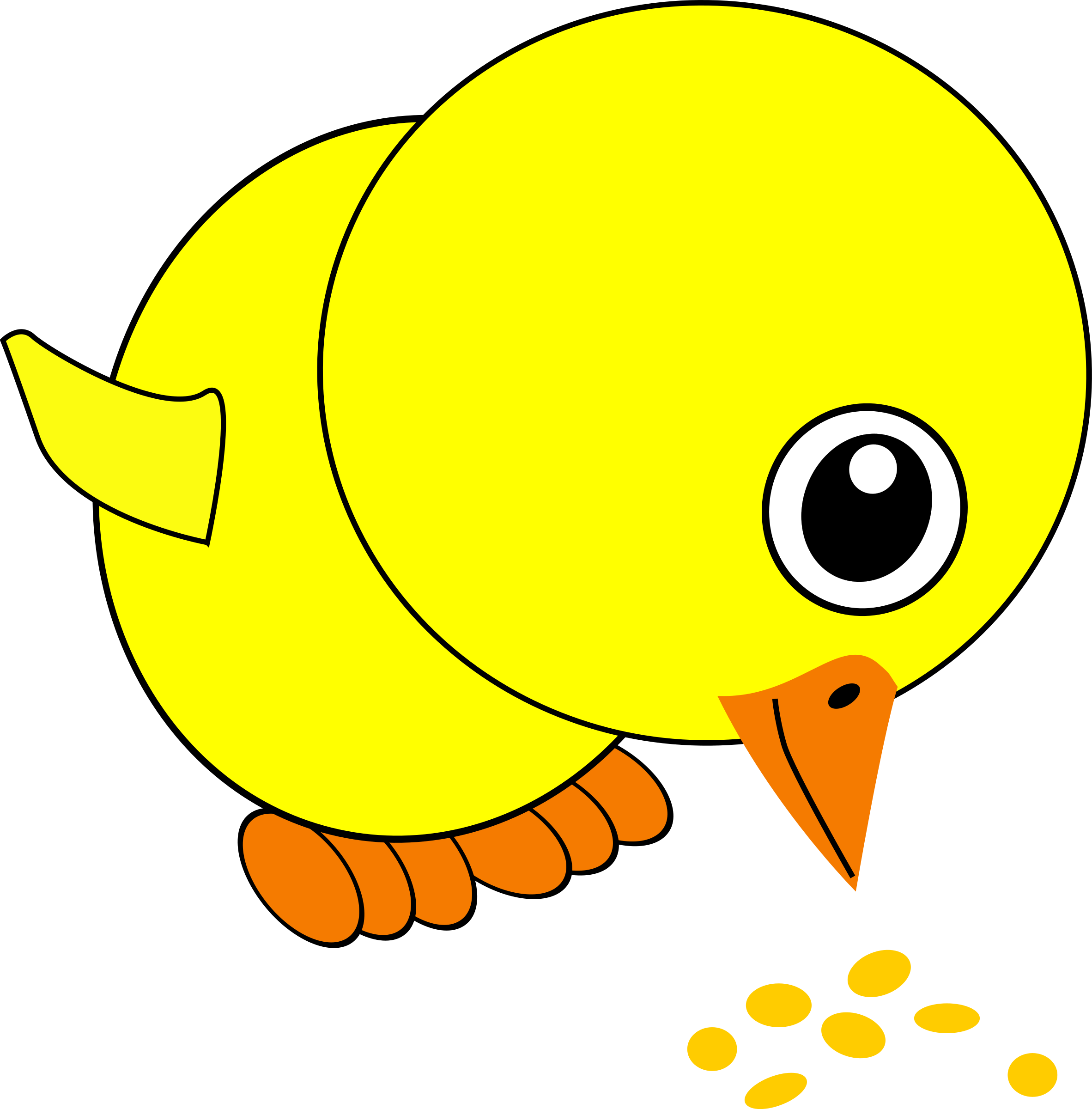 Chick Cartoon Png Isolated Hd (black, white, orange, yellow)