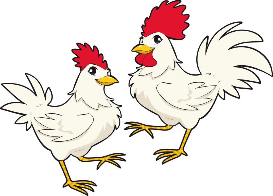 Chicken Cartoon Png Hd (black, white, beige, red)