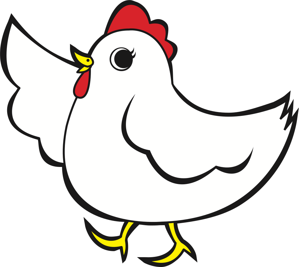 Chicken Cartoon Transparent Png (black, white, red)