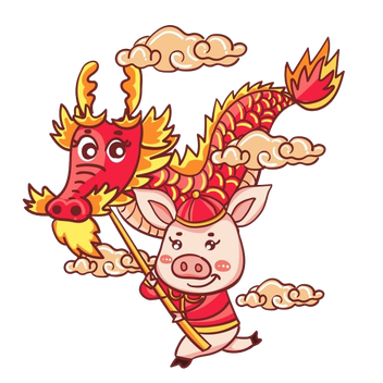 Chinese New Year Dragon Background Png (black, beige, yellow, red)