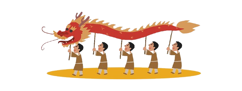 Chinese New Year Dragon Png File (white, orange, beige)