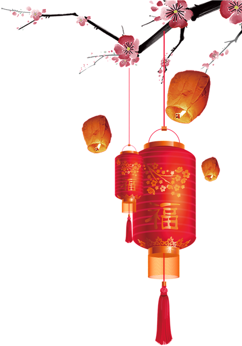 Chinese New Year Lantern Transparent Background (black, chocolate)