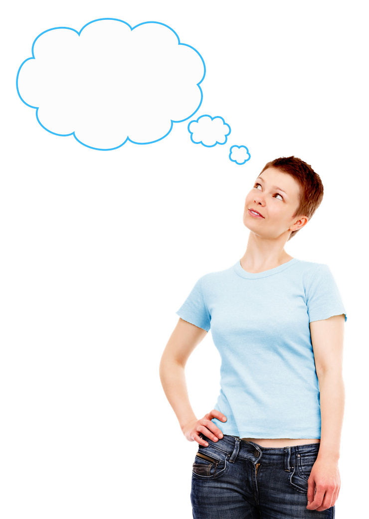 Thinking Woman Png Transparent Picture (black, lavender, white)