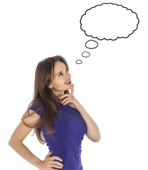 Thinking Woman Transparent Background (black)