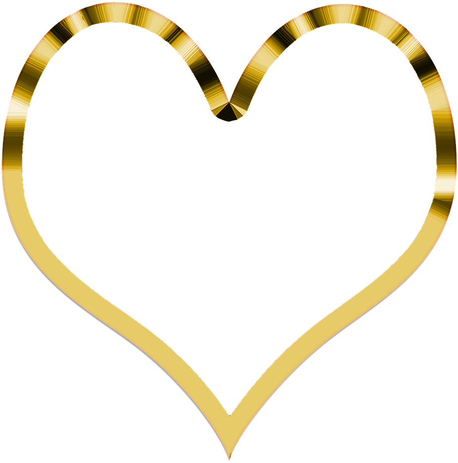 Shiny Gold Heart Png Clipart (black, salmon)