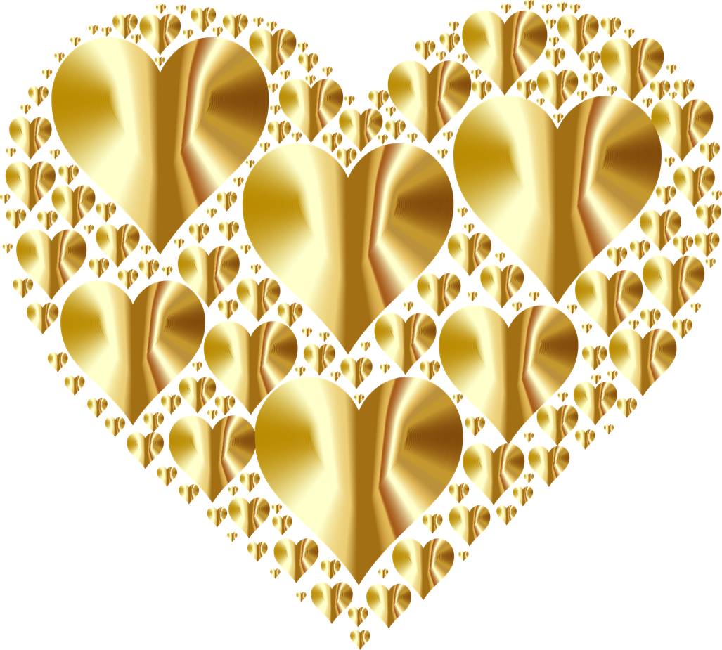 Shiny Gold Heart Png File (black, beige, olive)