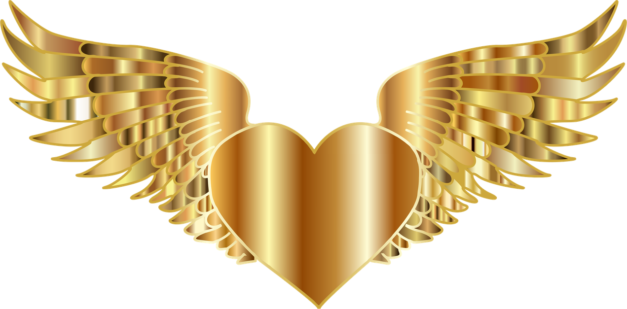 Shiny Gold Heart Png Image (black, olive, chocolate, salmon)