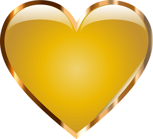 Shiny Gold Heart Transparent Png (black, chocolate, orange)