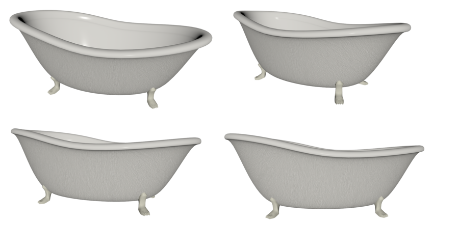 White Bathtub Png File (black, silver)