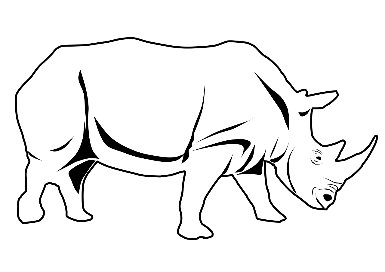 White Rhinoceros Png Clipart (black, lavender, white)