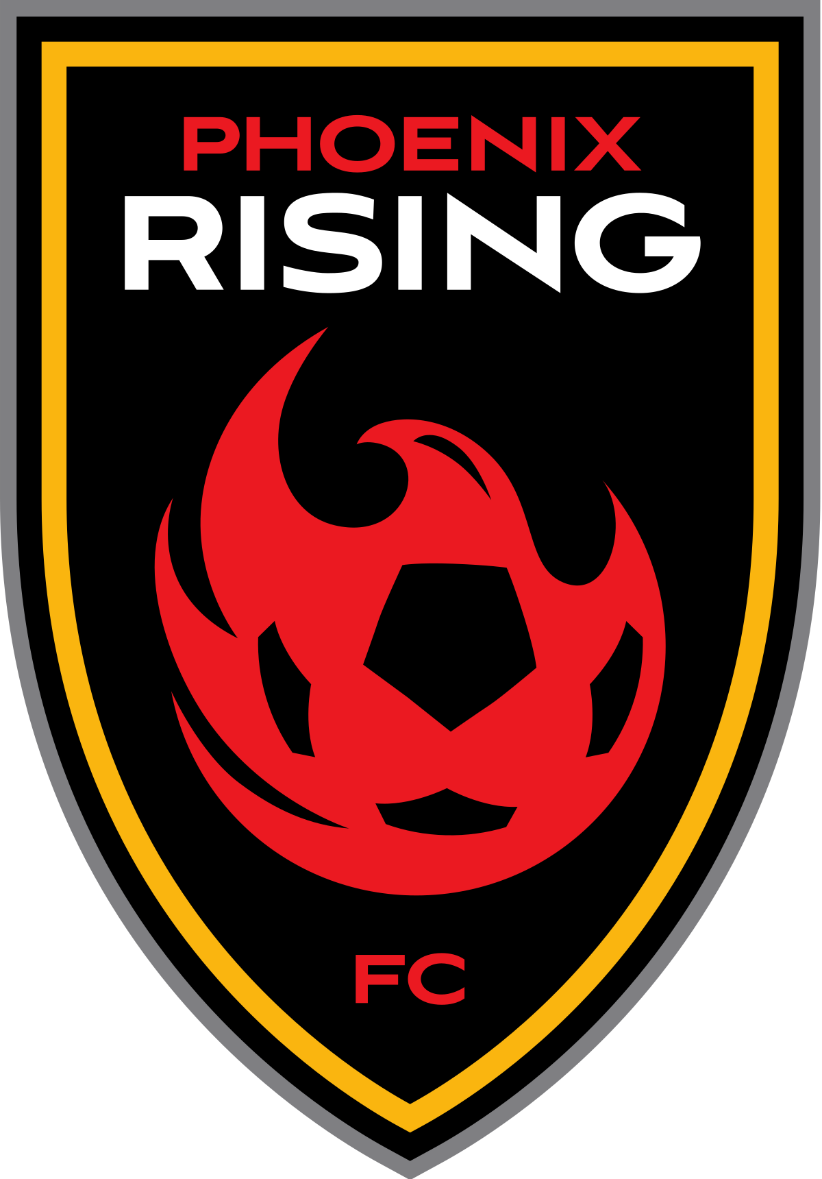 Phoenix Rising Fc Png (red, white, gray, black, gold)