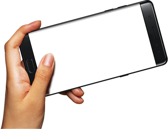 Phone In Hand Png (black, white)