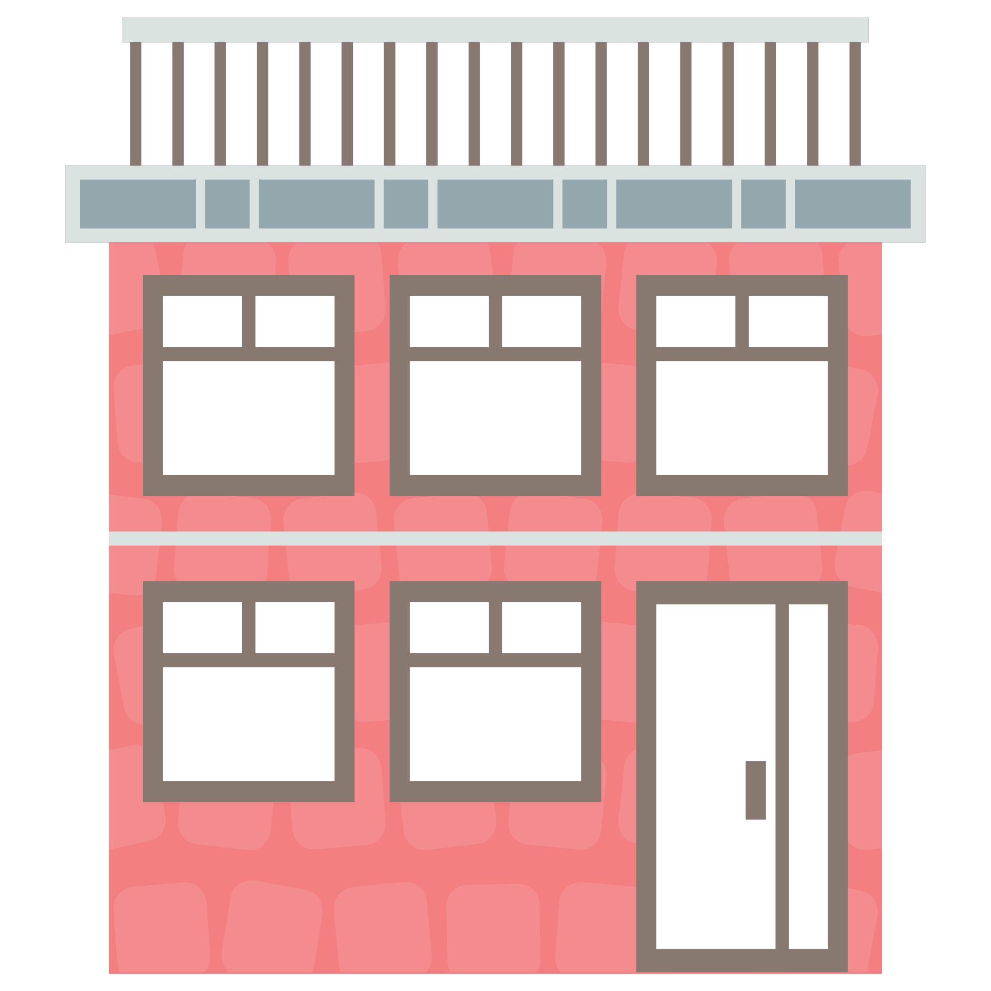 Shop Building Png (gray, white, lavender, silver, salmon)