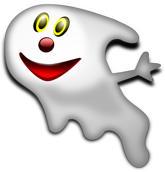 Ghost Cartoon Png Isolated Photo (black, silver, white)