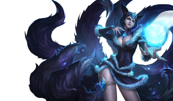 Ahri League Of Legends Png Isolated File (black)