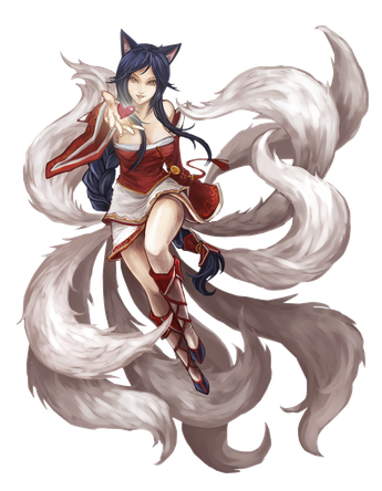 Ahri League Of Legends Png Isolated Hd (black, gray)