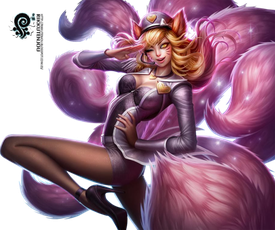 Ahri League Of Legends Png Isolated Image (black, indigo)