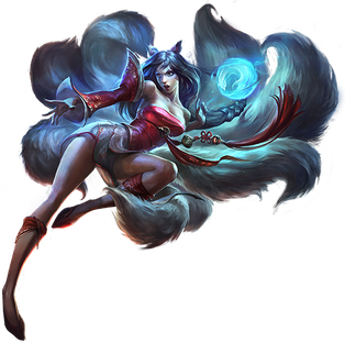 Ahri League Of Legends Png Isolated Photo (black, indigo)