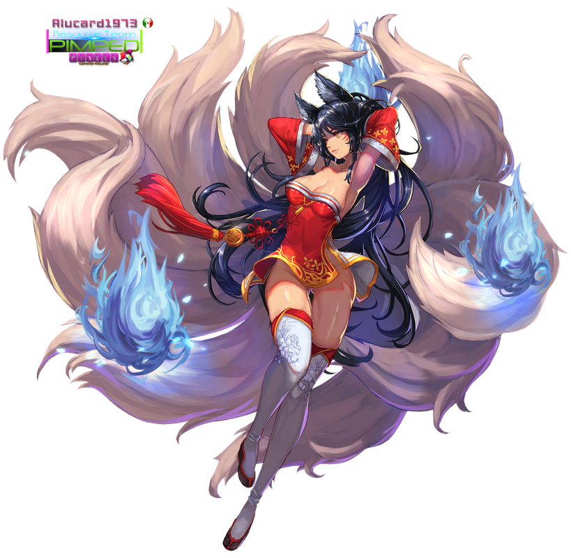 Ahri League Of Legends Png Pic (black, gray)