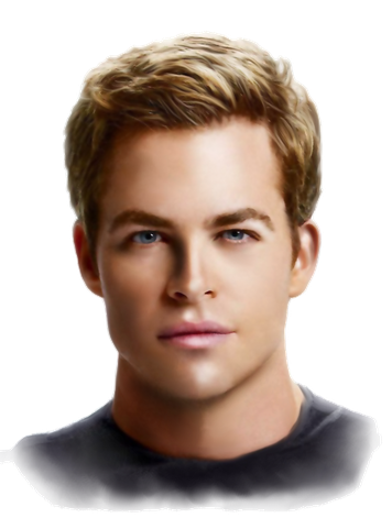 Chris Pine Transparent Background (black, lavender)