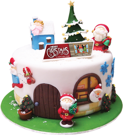 Christmas Cake Png Pic (black, white)