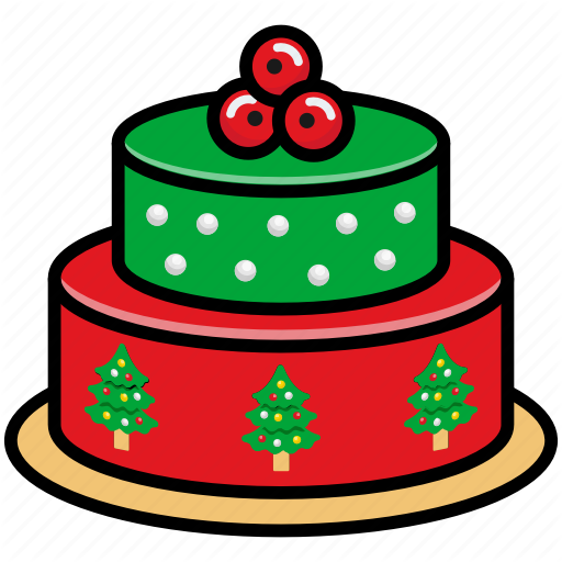 Christmas Cake Transparent Background (black, indigo, red, green)