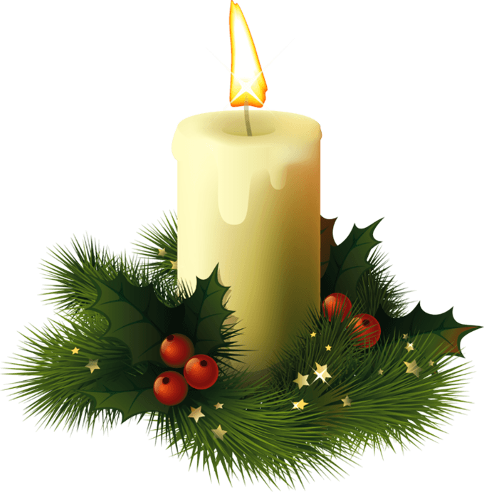 Christmas Candle Png File (black, white, beige, green)