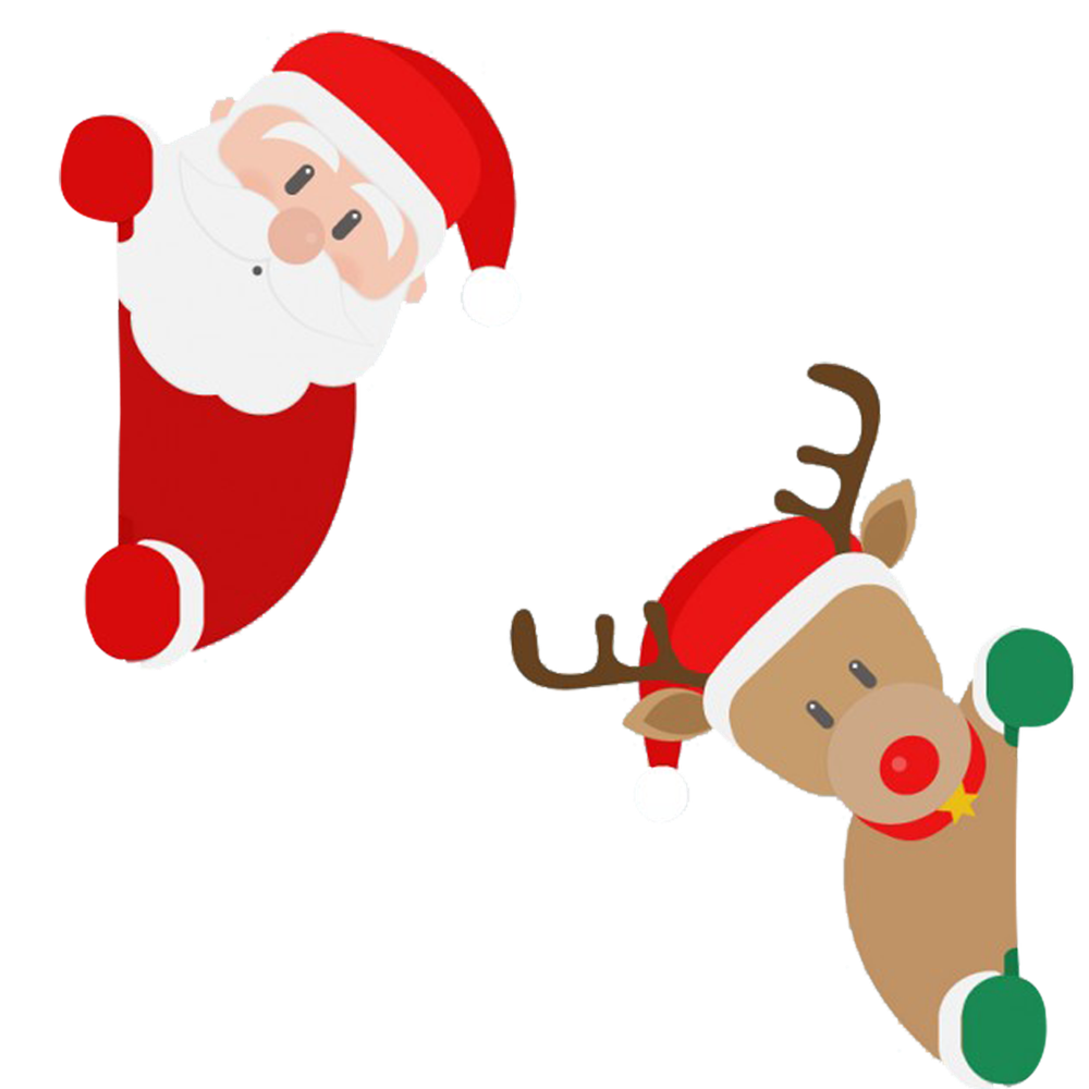 Christmas Cartoon Png File (salmon, red, teal, black, lavender)