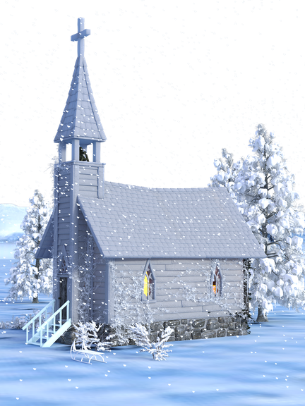 Christmas Church Png Transparent Image (black, silver)