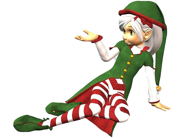 Christmas Elf Transparent Background (green, white)