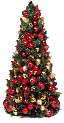 Christmas Fir Tree Decorated Png (black, silver, white)