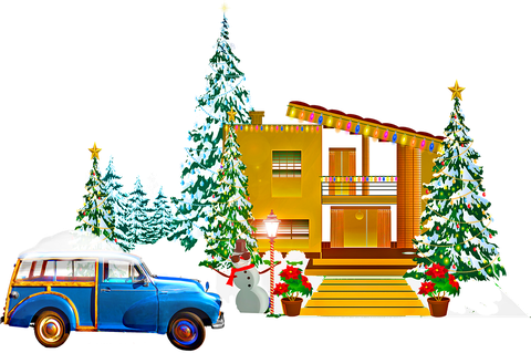 Christmas House Png Background Image (black, white, silver, lavender)