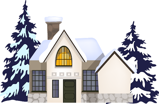 Christmas House Png Image (black, white, navy, beige, gray)