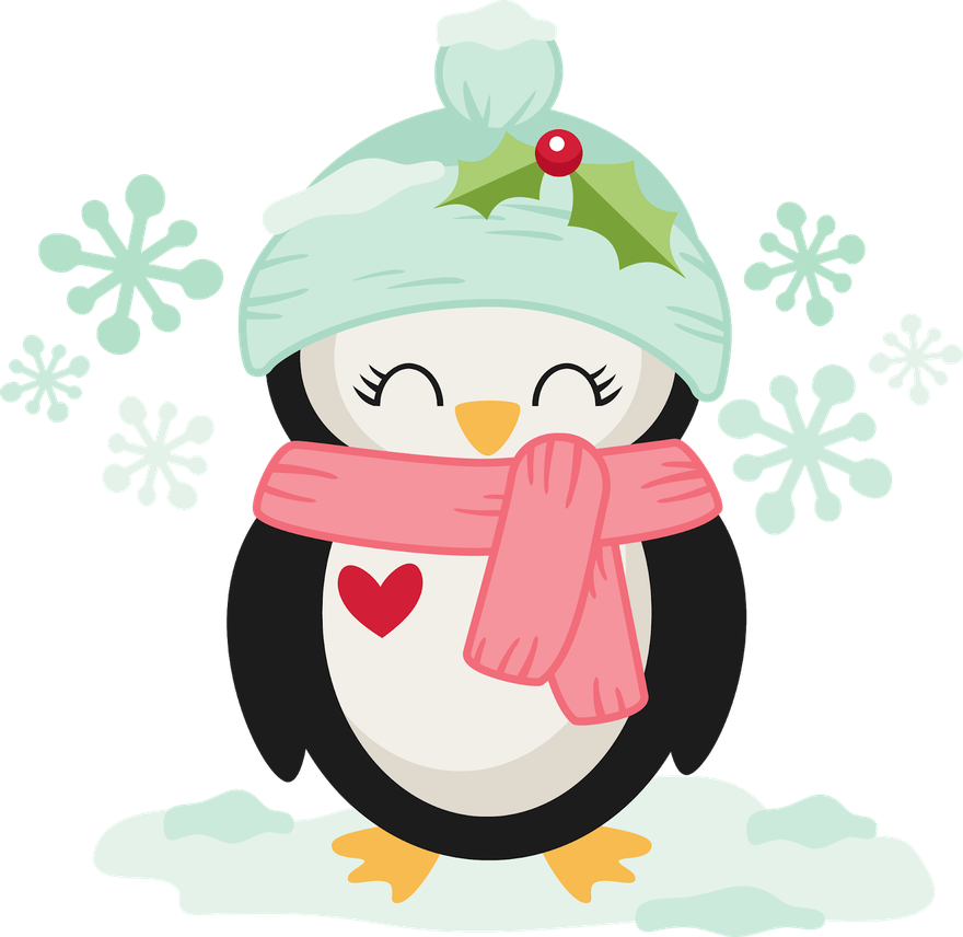 Christmas Kawaii Transparent Background (salmon, lavender, mint, beige, black)