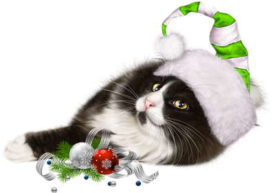 Christmas Kitten Png File (black, lavender)