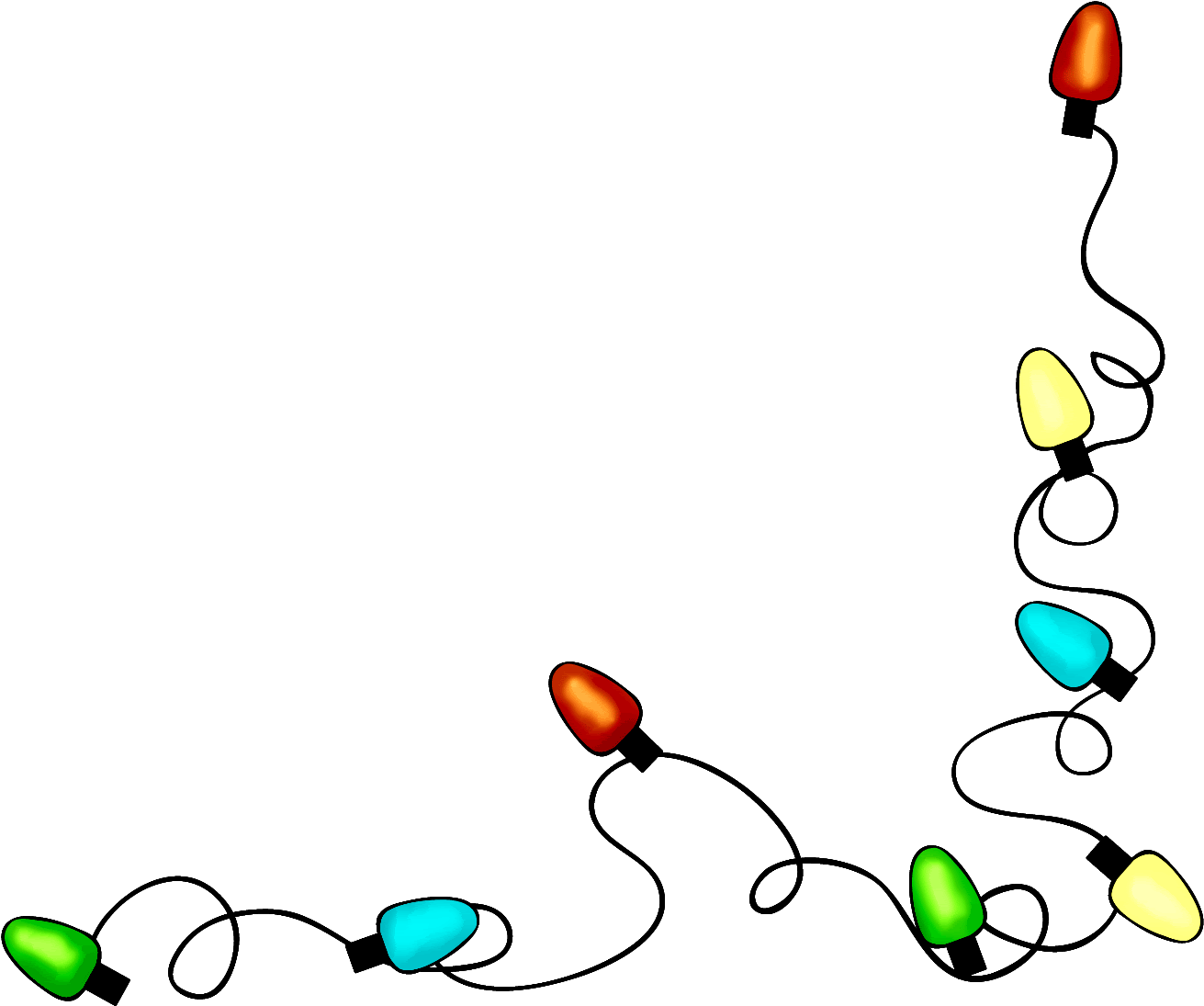 Christmas Lights Frame Png Image (black)