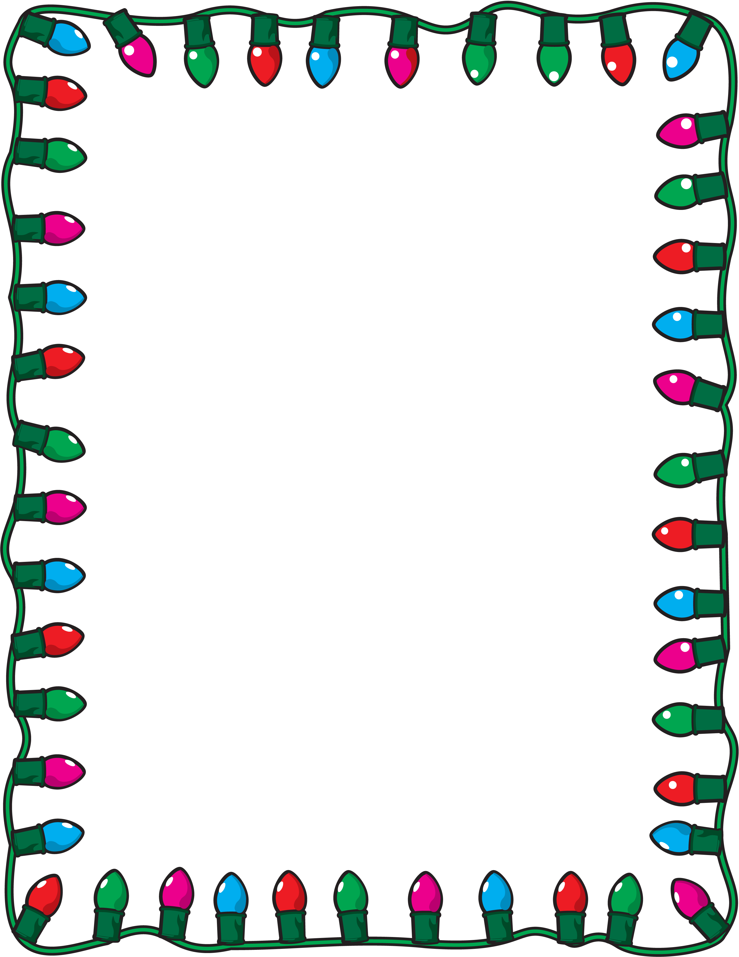 Christmas Lights Frame Png Pic (white, teal, green)