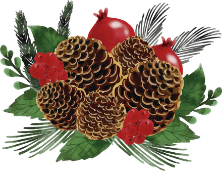 Christmas Pine Cone Png Background Image (black, maroon, green)