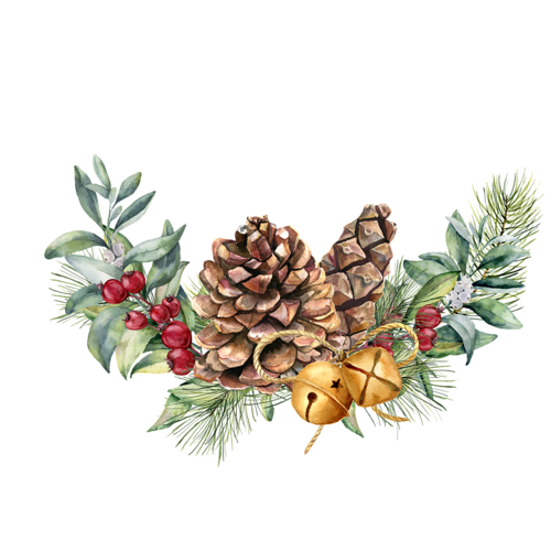 Christmas Pine Cone Png Photo (black)