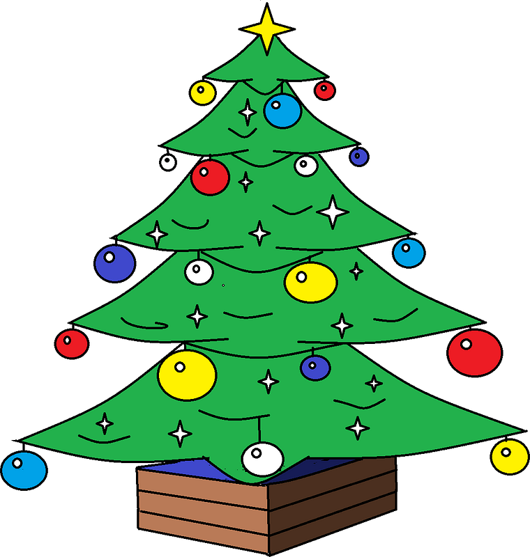 Christmas Tree Cartoon Png Image (gray, teal)