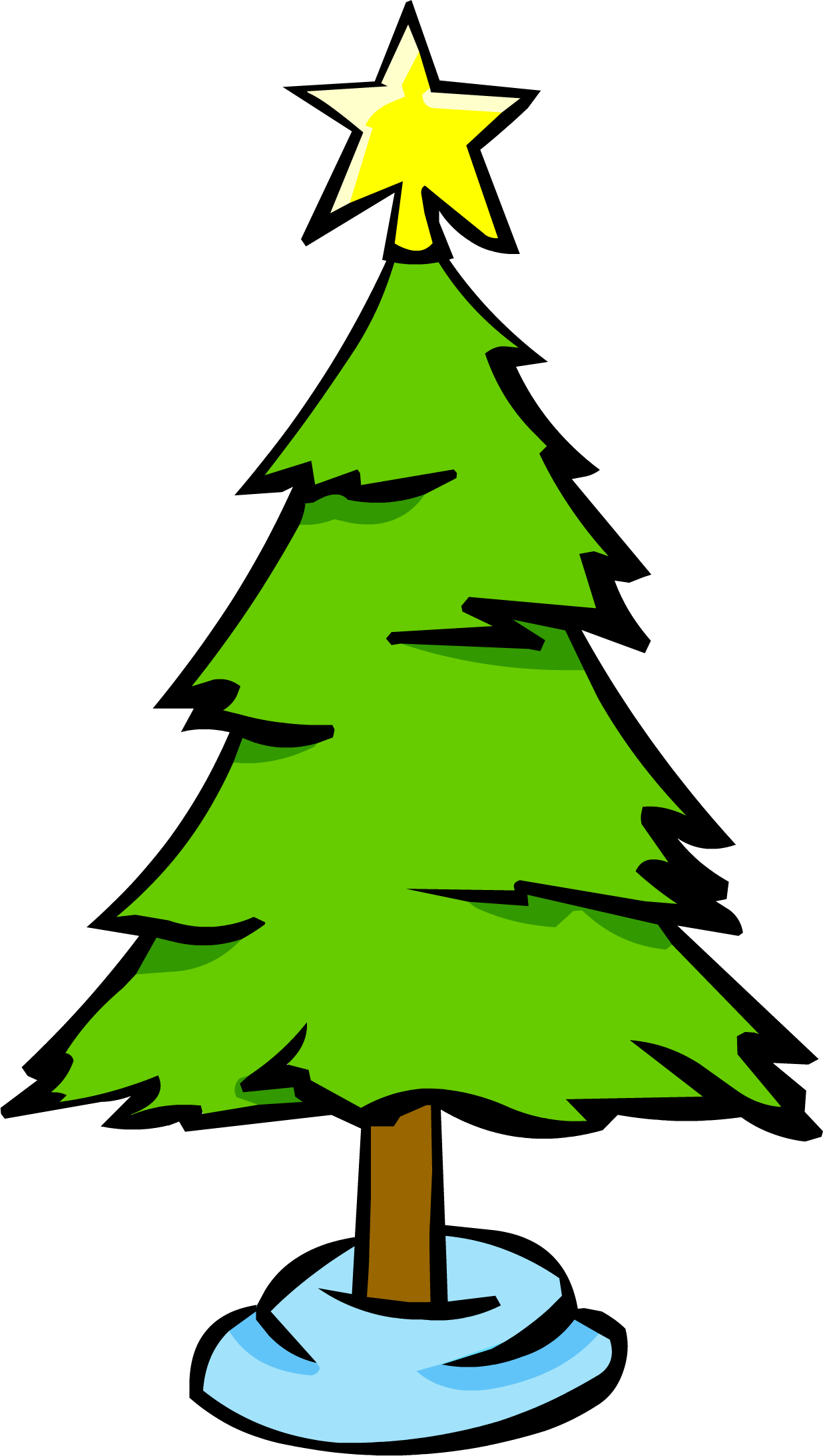 Christmas Tree Cartoon Png Isolated Image (yellow, white, black, mint, olive)