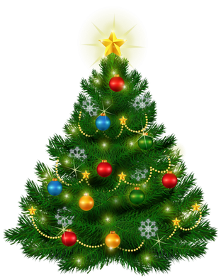 Christmas Tree Cartoon Png Isolated Photo (black, green)