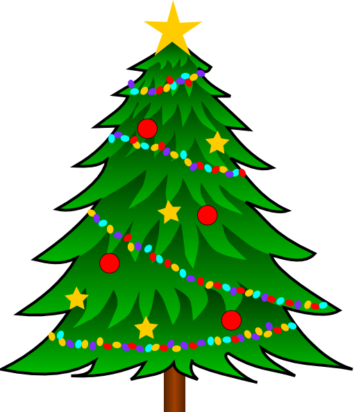 Christmas Tree Cartoon Png Picture (white, green)