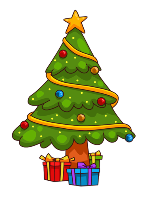 Christmas Tree Cartoon Transparent Png (black, olive)