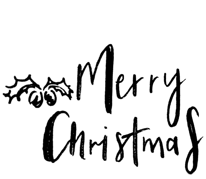 Christmas Word Png Clipart (white, black)