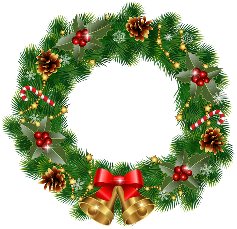 Christmas Wreath Download Png Isolated Image (black, olive)